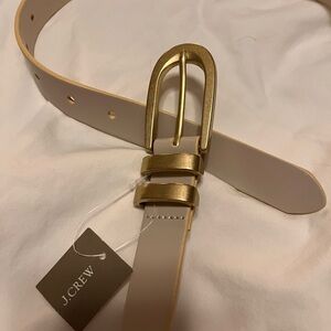 J.Crew Cream Belt with Gold Buckle